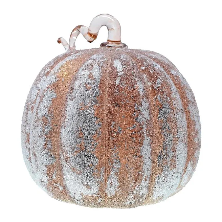 Large Frosted LED Pumpkin in Taupe