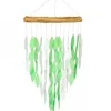 Large Glass Leaves on Driftwood Chime - Green
