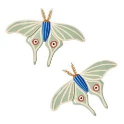 Large-Scale Ceramic Sculpted Moth Wall Art, Set of 2 - White