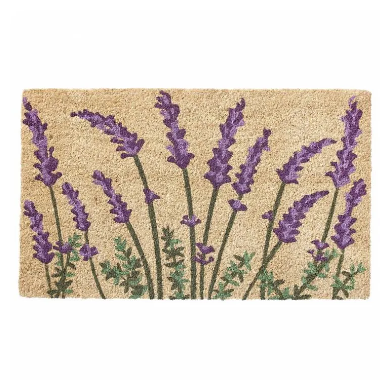 Lavender Blooms Natural Coir Doormat