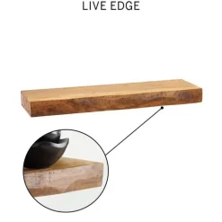 Live-Edge Mango Wood Floating Shelf, 36