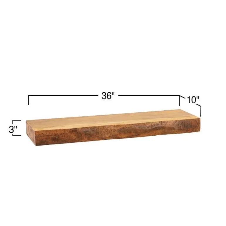 Live-Edge Mango Wood Floating Shelf, 36"L x 10"W