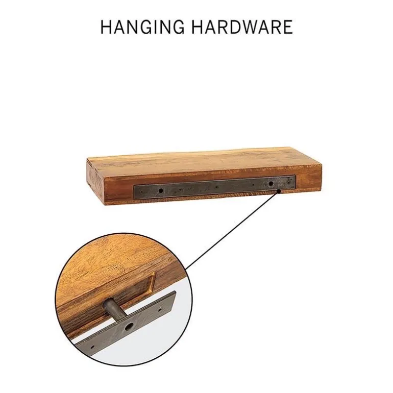 Live-Edge Mango Wood Floating Shelf, 24"L x 10"W