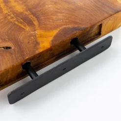 Live Edge Teak Floating Shelves, Set of 3