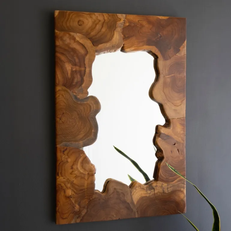 Live Edge Teak Wood Framed Mirror