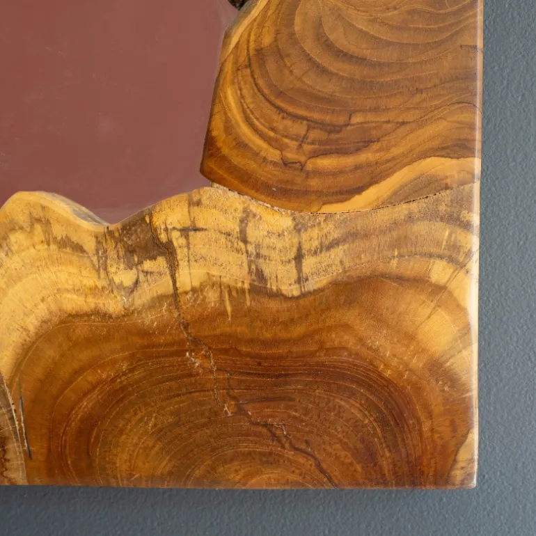 Live Edge Teak Wood Framed Mirror