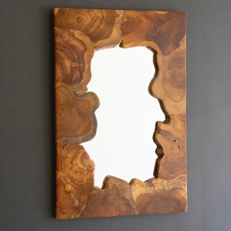 Live Edge Teak Wood Framed Mirror