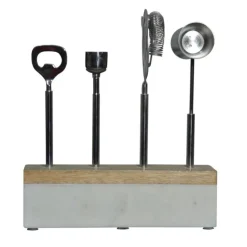 Marble and Wood Bar Set