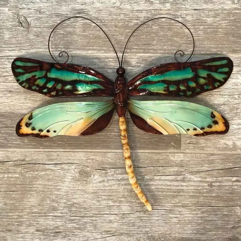 Metal and Capiz Dragonfly Wall Decor - Green