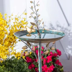 Metal Birds and Branches Bird Bath