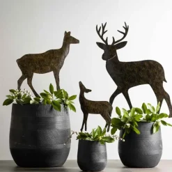 Metal Deer Family Stakes, Set of 3