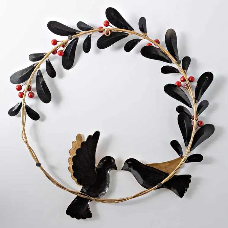 Metal Dove and Olive Branch Wreath