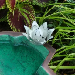 Metal Lily Pad Birdbath with Tripod Stand