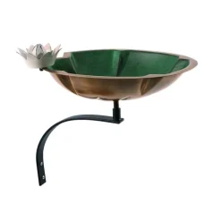 Metal Lily Pad Birdbath with Wall Mount Bracket