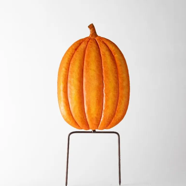 Metal Pumpkin Garden Stakes, Set of 4