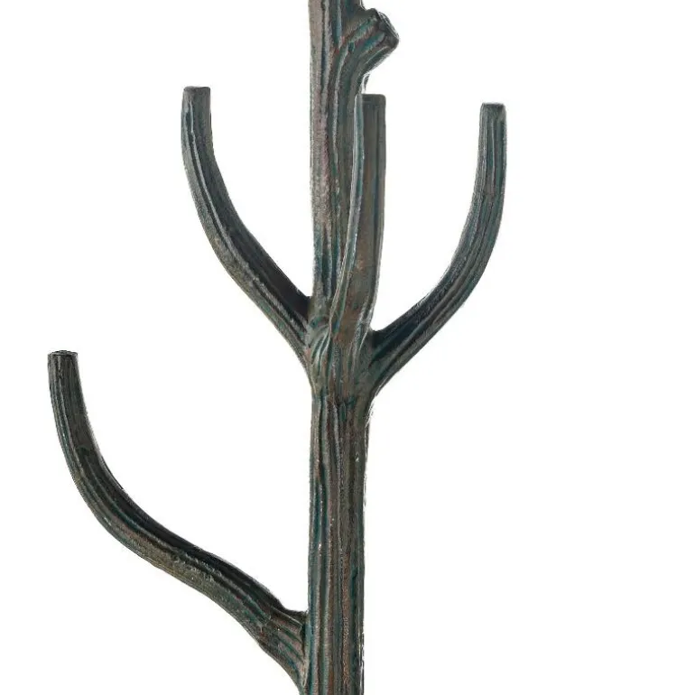 Metal Tree Branch-Inspired Coat Rack with Patina Finish