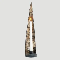 Mirrored Glass Tree-Shaped Taper Candleholder