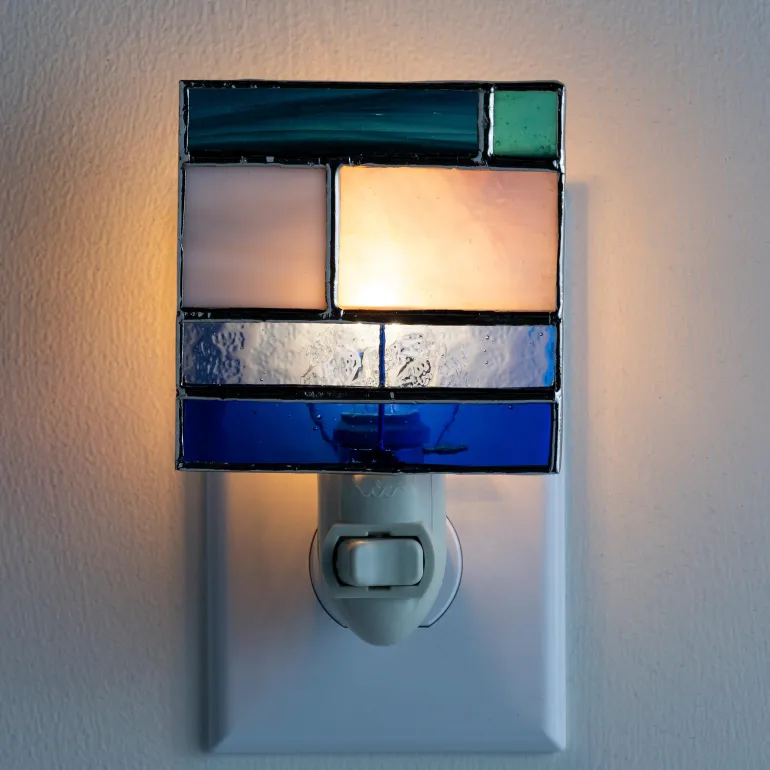 Mission Style Glass Nightlight - Blue