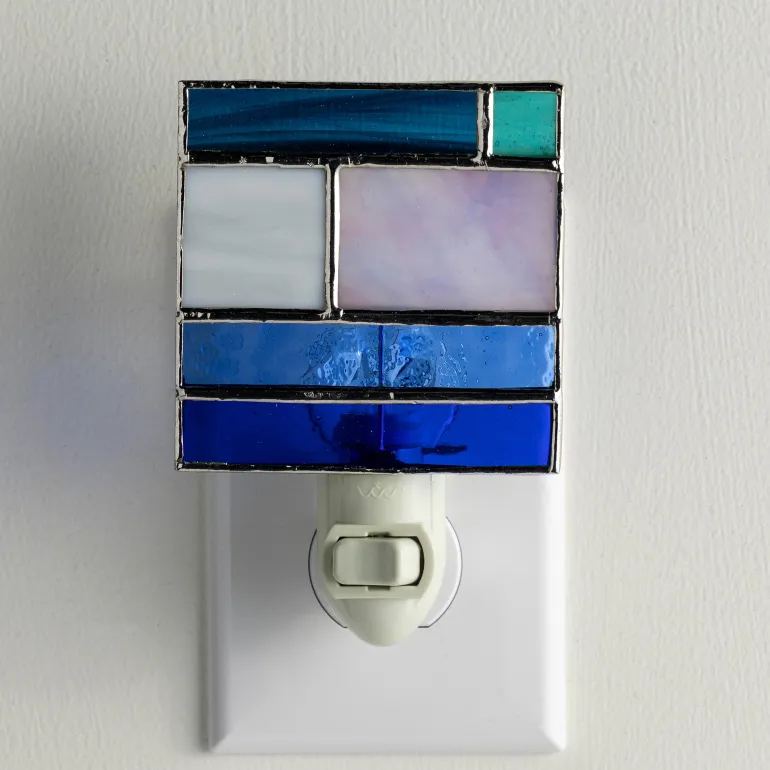 Mission Style Glass Nightlight - Blue