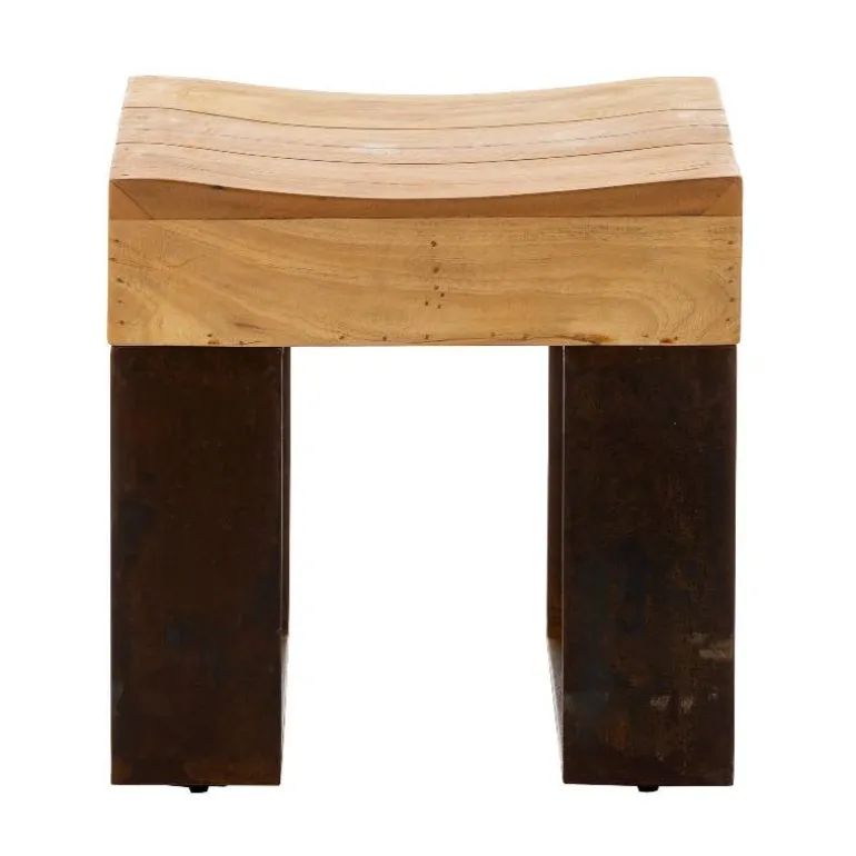 Montanha Reclaimed Wood and Metal Stool