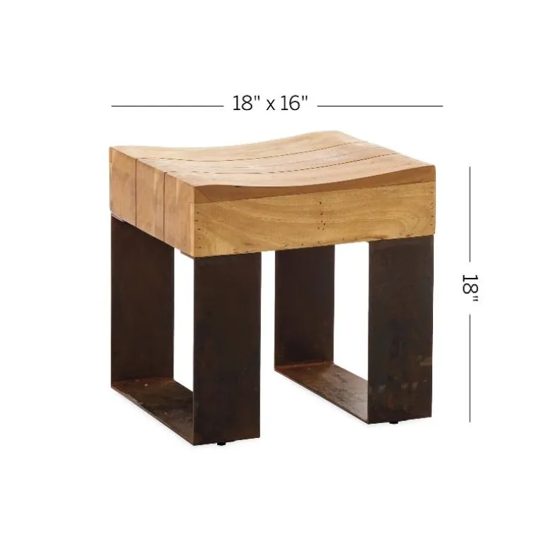 Montanha Reclaimed Wood and Metal Stool