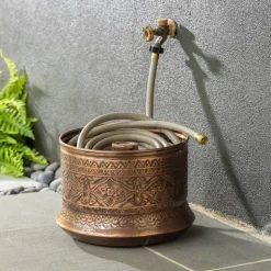 Moroccan Embossed Copper-Finished Hose Pot