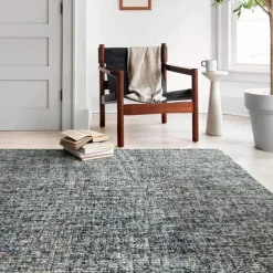 Mosaic Hand-Tufted Wool Rug, 5' x 8' (denim/charcoal)