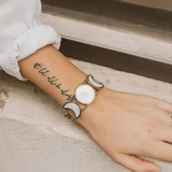 Mother of Pearl Moon Phase Cuff Bracelet