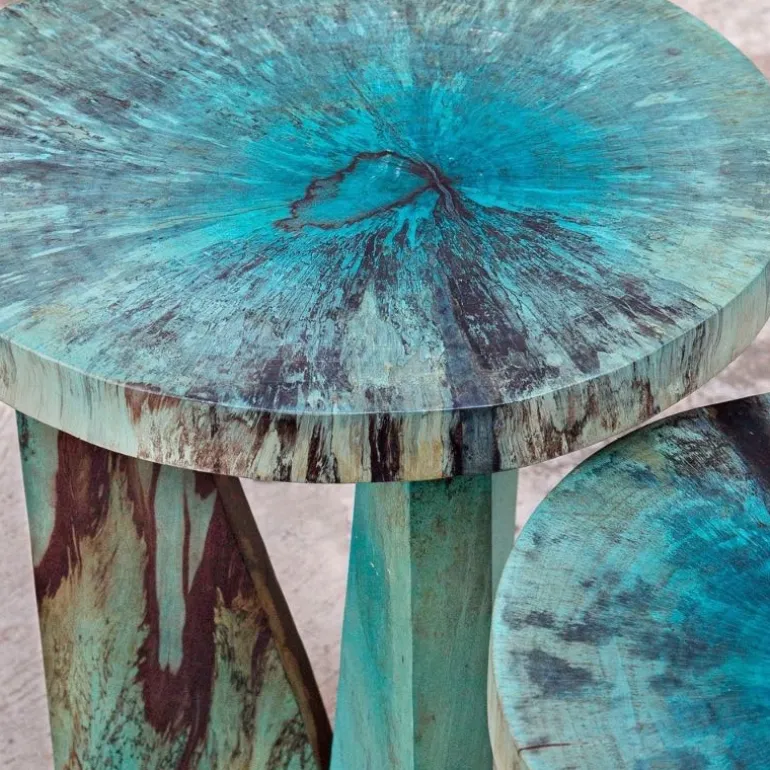 Nadette Aqua Nesting Tables, Set of 2