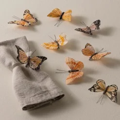 Natural Feather Butterflies, Set of 8