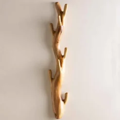 Nature-Inspired Twisted Suar Wood Wall Coat Rack