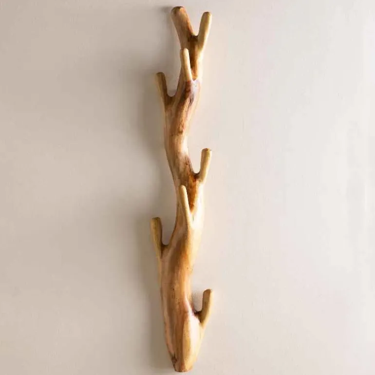 Nature-Inspired Twisted Suar Wood Wall Coat Rack