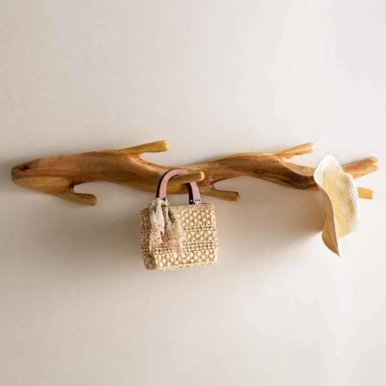 Nature-Inspired Twisted Suar Wood Wall Coat Rack