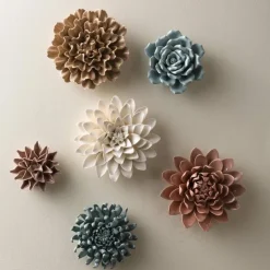 Neutral Collection Ceramic Wall Flowers, Set of 6