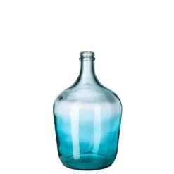 Ocean Blue Recycled Glass Vase, Short