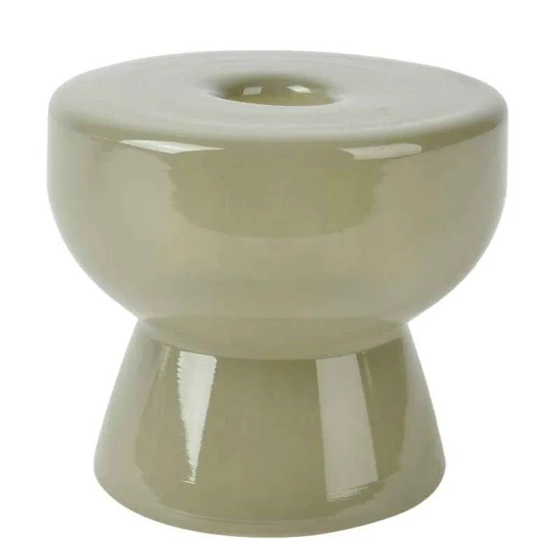 Olive Green Milky Glass Candleholder