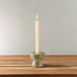 Olive Green Milky Glass Candleholder