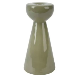 Olive Green Milky Glass Candleholders, set of 2