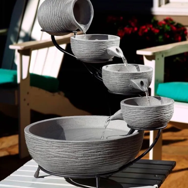 Oslo Dark Grey Solar Cascade Fountain
