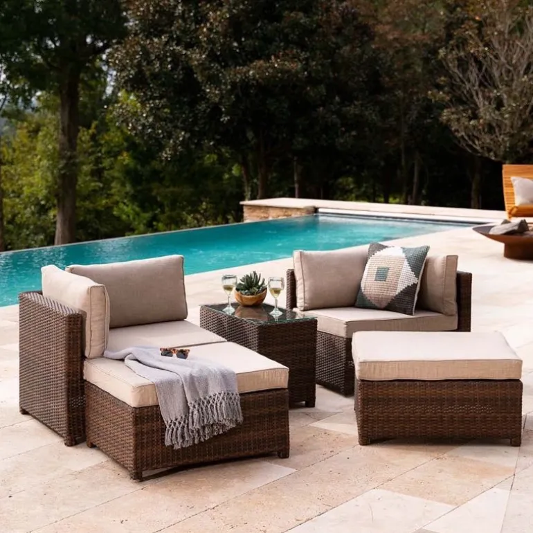 Outdoor Convertible 5-Piece Modular Lounge Set