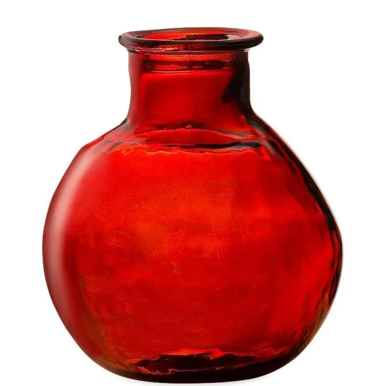 Oval Recycled Glass Balloon Vase, 12" - Red