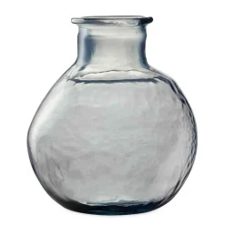 Oval Recycled Glass Balloon Vase, 12" - Smokey Blue