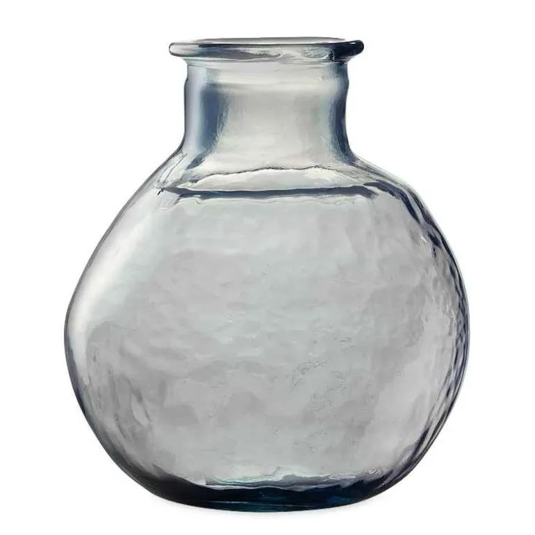 Oval Recycled Glass Balloon Vase, 12" - Smokey Blue