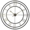 Oversized Wrought Iron Analog Gallery Wall Clock with Roman Numerals