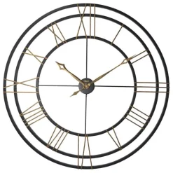 Oversized Wrought Iron Analog Gallery Wall Clock with Roman Numerals