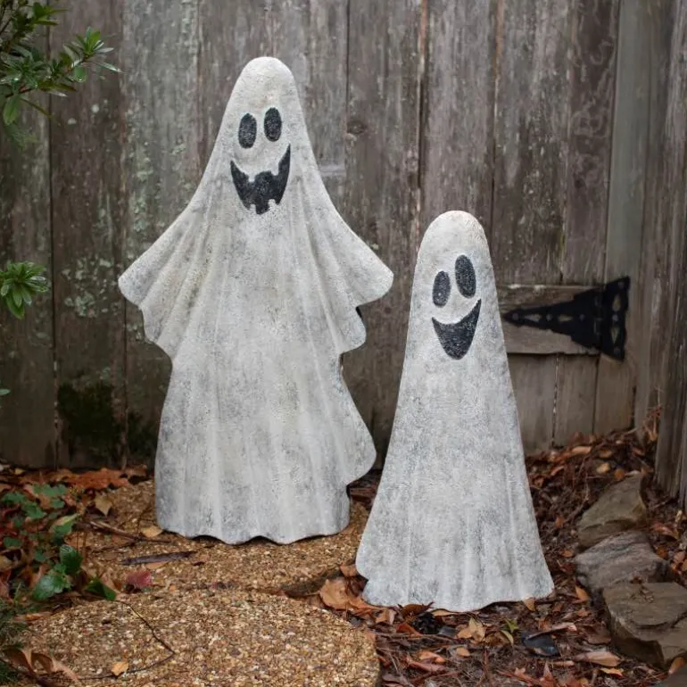 Painted Metal Ghosts, set of 2