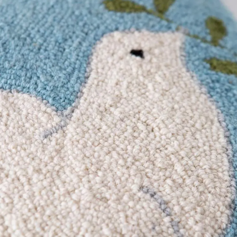 Peace Dove Hand-Hooked Pillow, 16" sq.