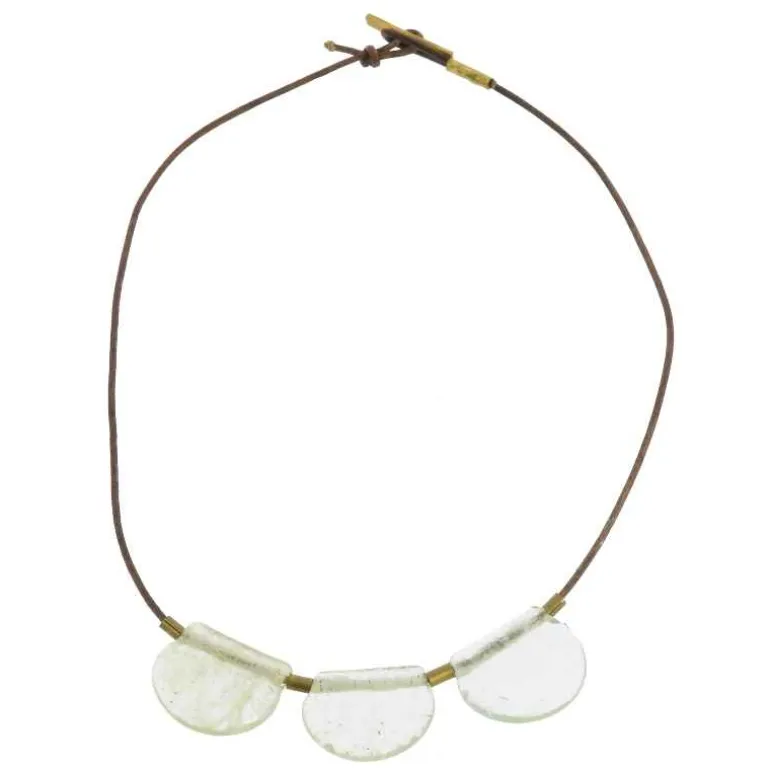 Playa Glass Drop Brass Necklace