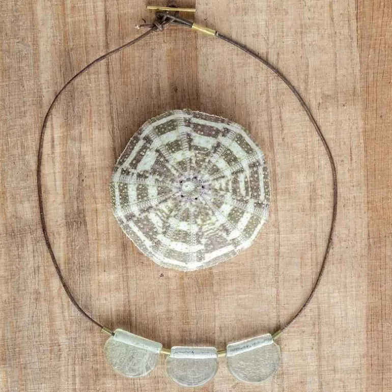 Playa Glass Drop Brass Necklace