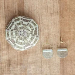 Playa Recycled Glass Drop Brass Earrings